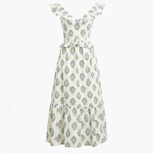 J Crew V-neck ruffle tiered midi dress floral cotton cocktail party Size 10